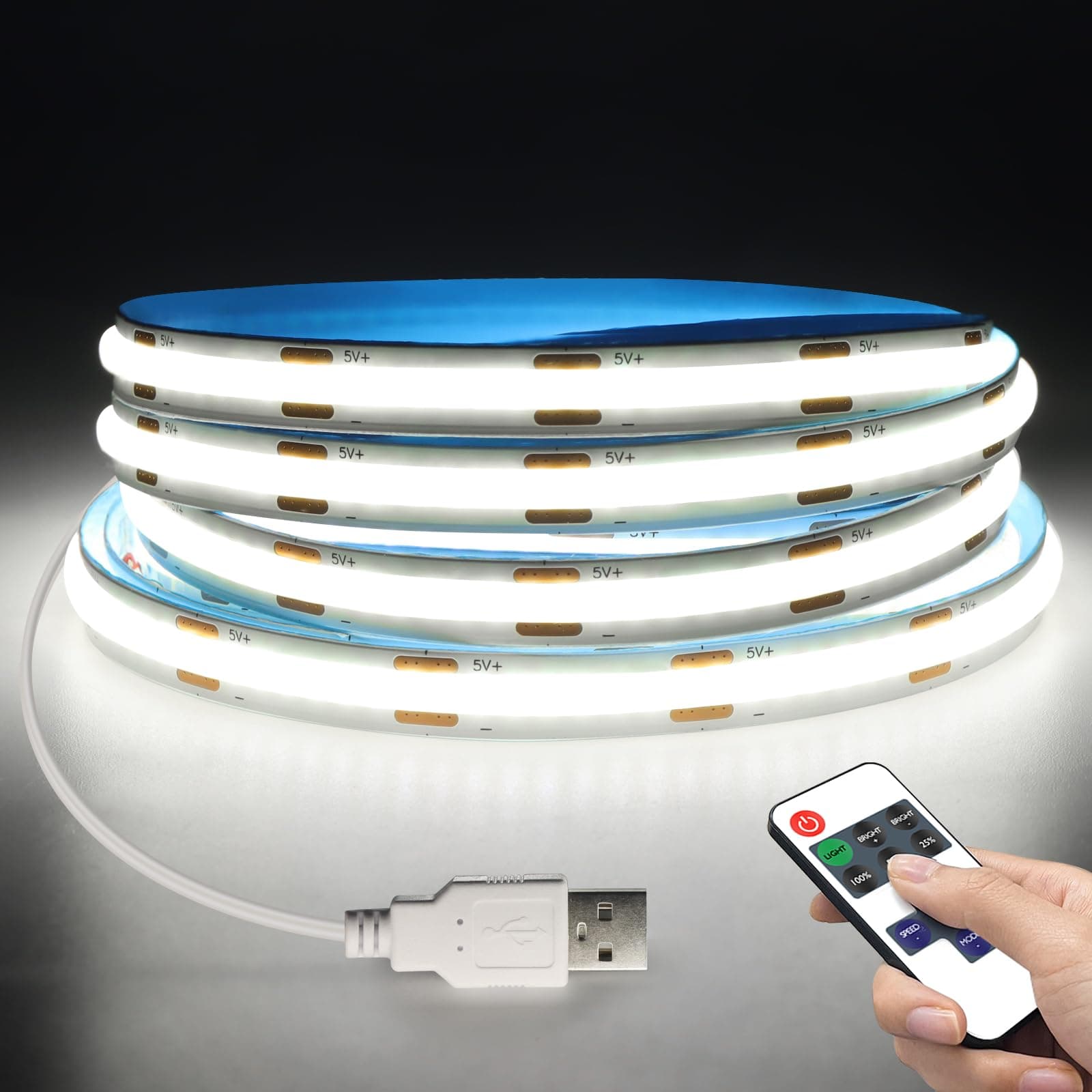 🔥 Super Angebot! Weiß 2M COB LED Streifen mit Fernbedienung Dimmer