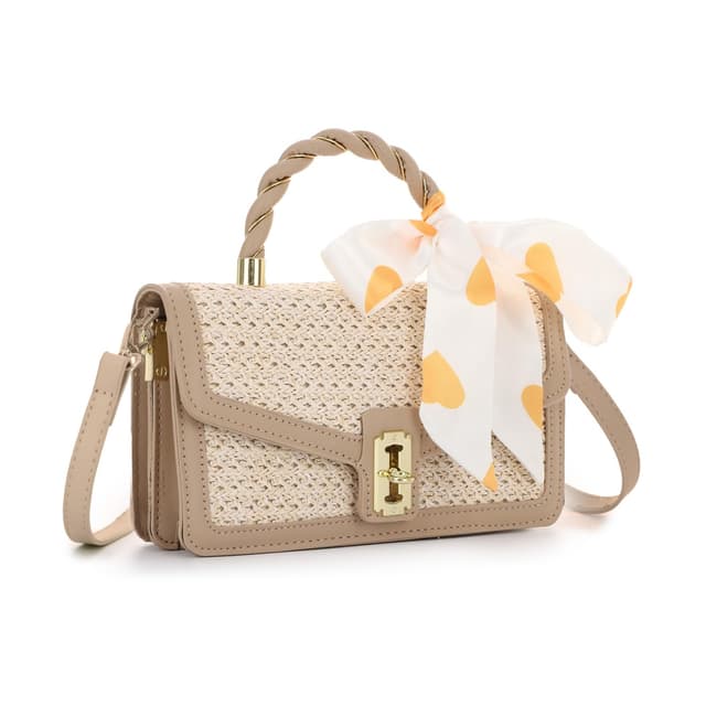 Ynport Crefreak Damen Handtasche aus Gewebtem Stroh mit Schleifenschal 😍👜