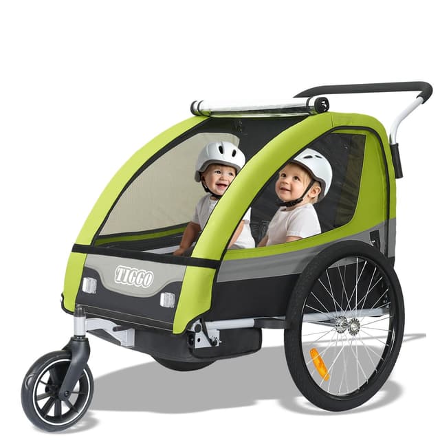 🚴‍♂️ Tiggo Kinderanhänger Jogger 2 in 1 Kinderfahrradanhänger Fahrradanhänger Anhänger 50402 Grün