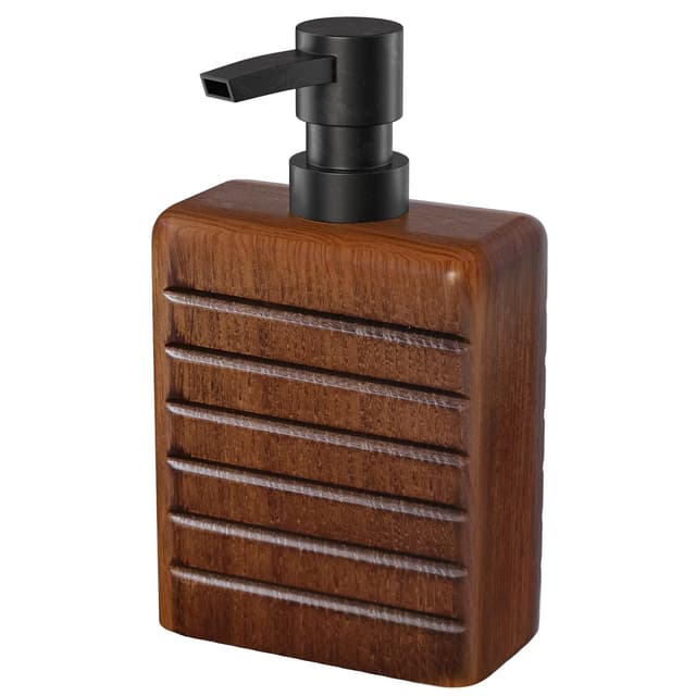 Asashizen Moderner Seifenspender aus dunkelbrauner Holzflasche mit schwarzer Pumpe 🌿🚰