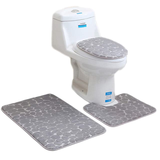 🛁 Rutschfeste 3 Badteppich Set Super Soft Badteppich und WC Vorleger 🚿