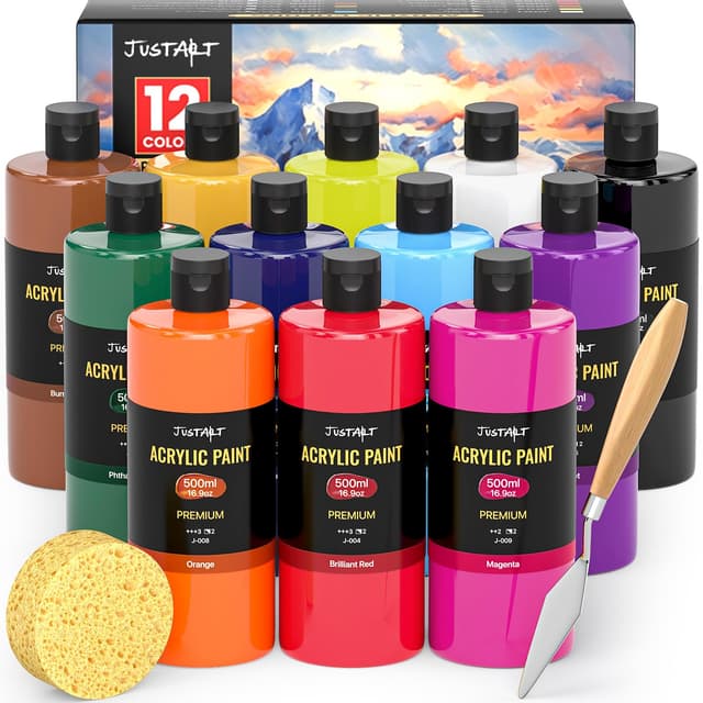 JusArt Acrylfarben Set - 12 Acryl Farben 🎨