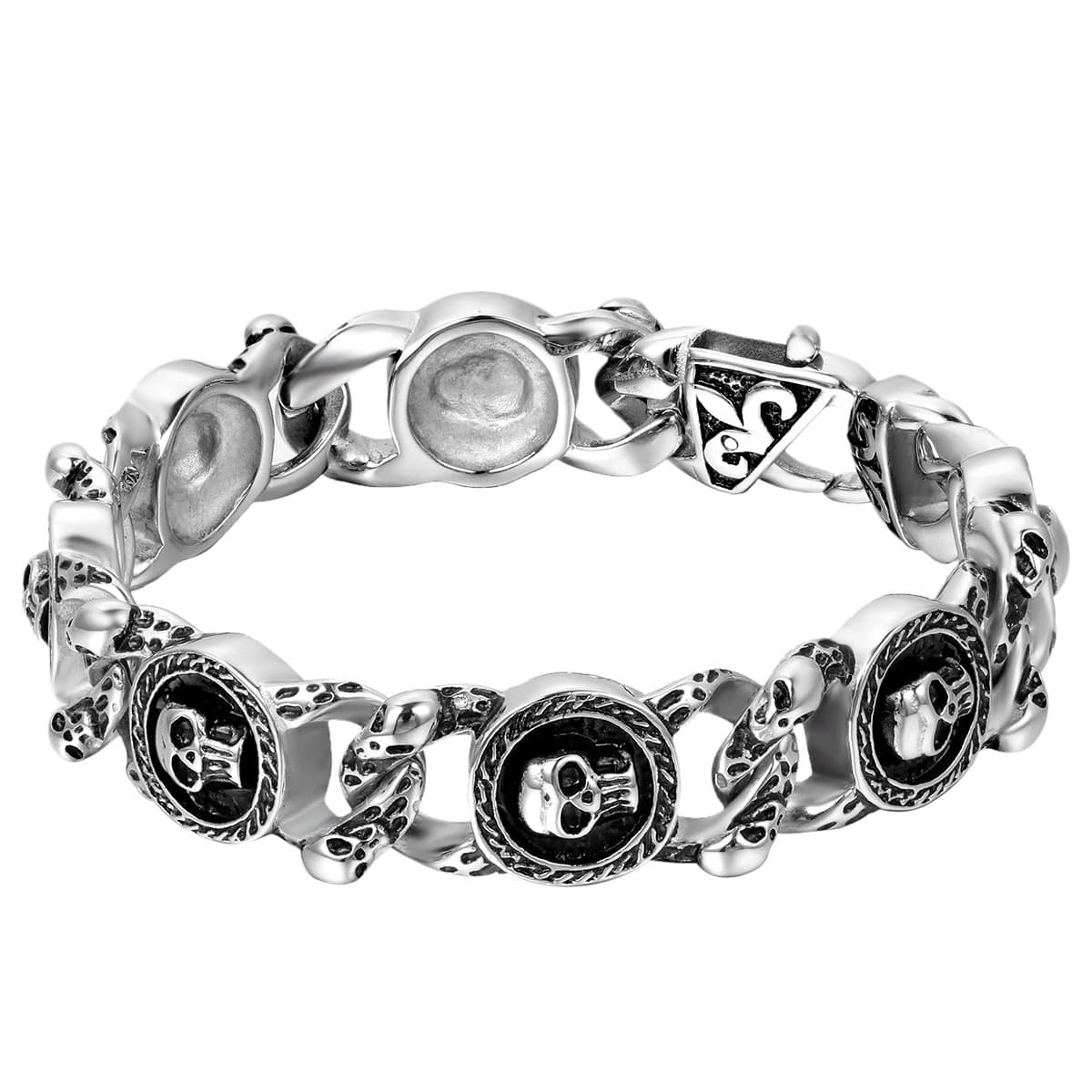 OIDEA Herren RockTotenkopf Armband: Schädel Schwer Gliederkette Armkette Punk Gotik Skull Armreif