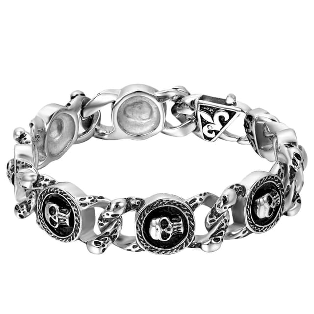 OIDEA Herren RockTotenkopf Armband: Schädel Schwer Gliederkette Armkette Punk Gotik Skull Armreif