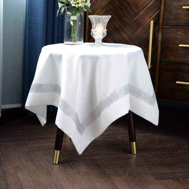 Quadratische Tischdecke mit Diamanten 🌟 Modernes Design für Restaurant Hochzeit Party Urlaub (Offwhite, 85 x 85 cm)