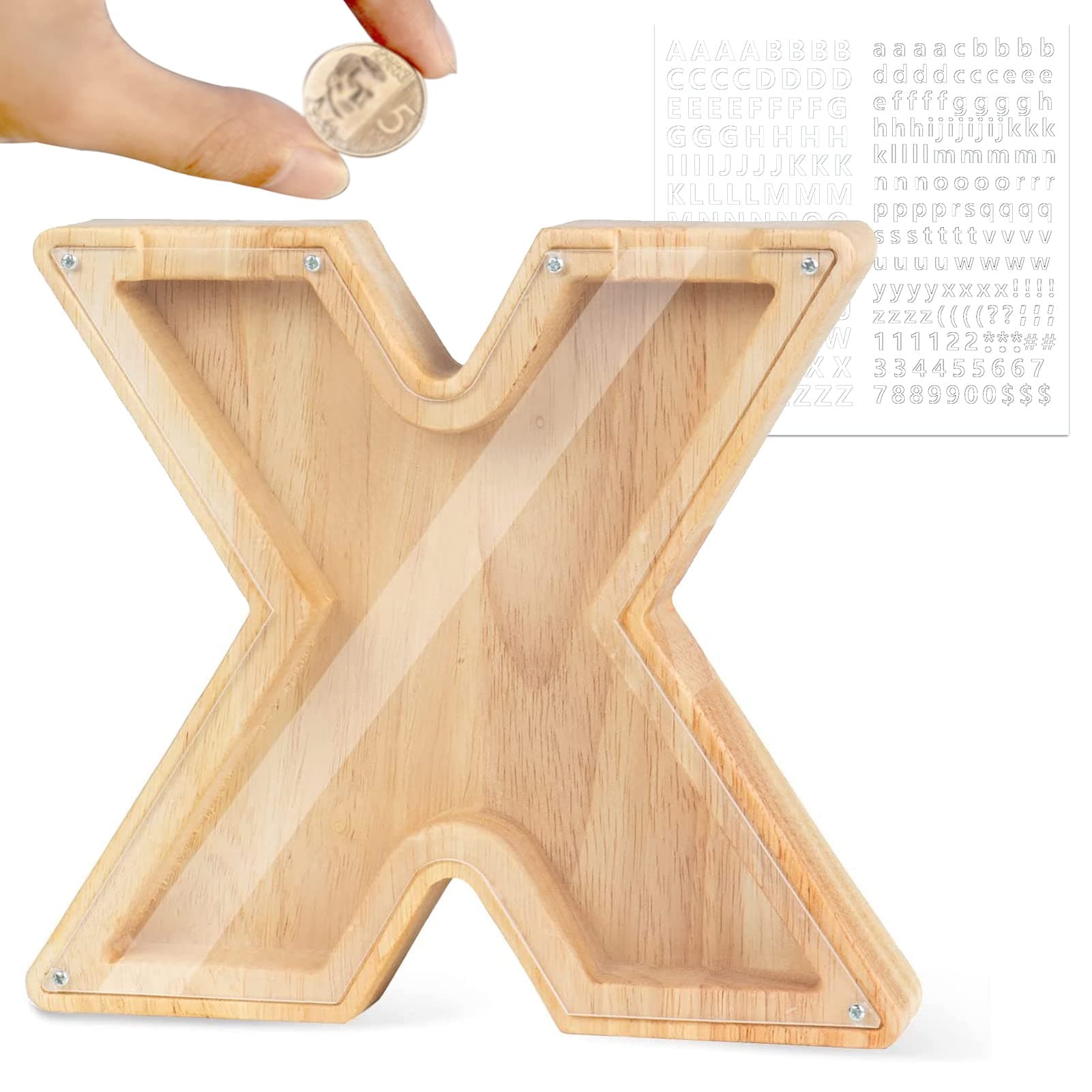 LEcylankEr Spardose Kinder Personalisierte A-Z Alphabet Sparbüchse Holz 🎁