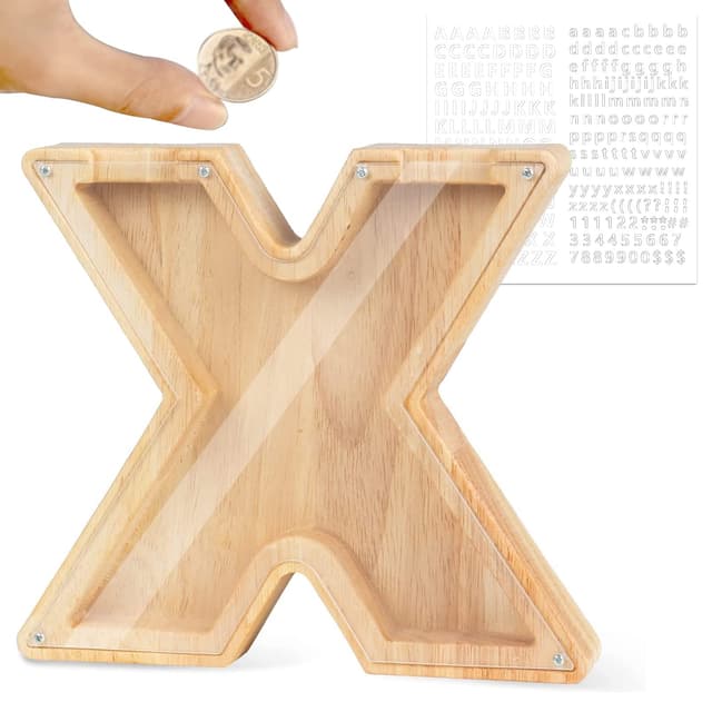 LEcylankEr Spardose Kinder Personalisierte A-Z Alphabet Sparbüchse Holz 🎁
