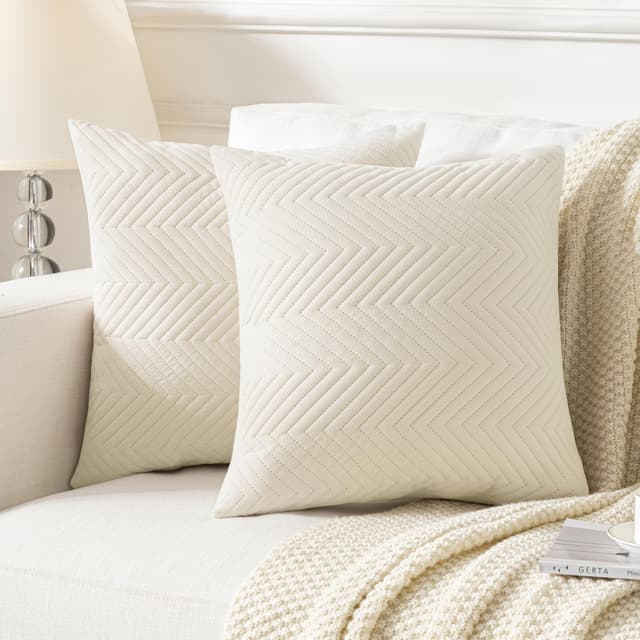🛋️ JELLYMONI Kissenbezüge 40x40cm 2er Set Weiß Zierkissenhülle Polyester Gestreift