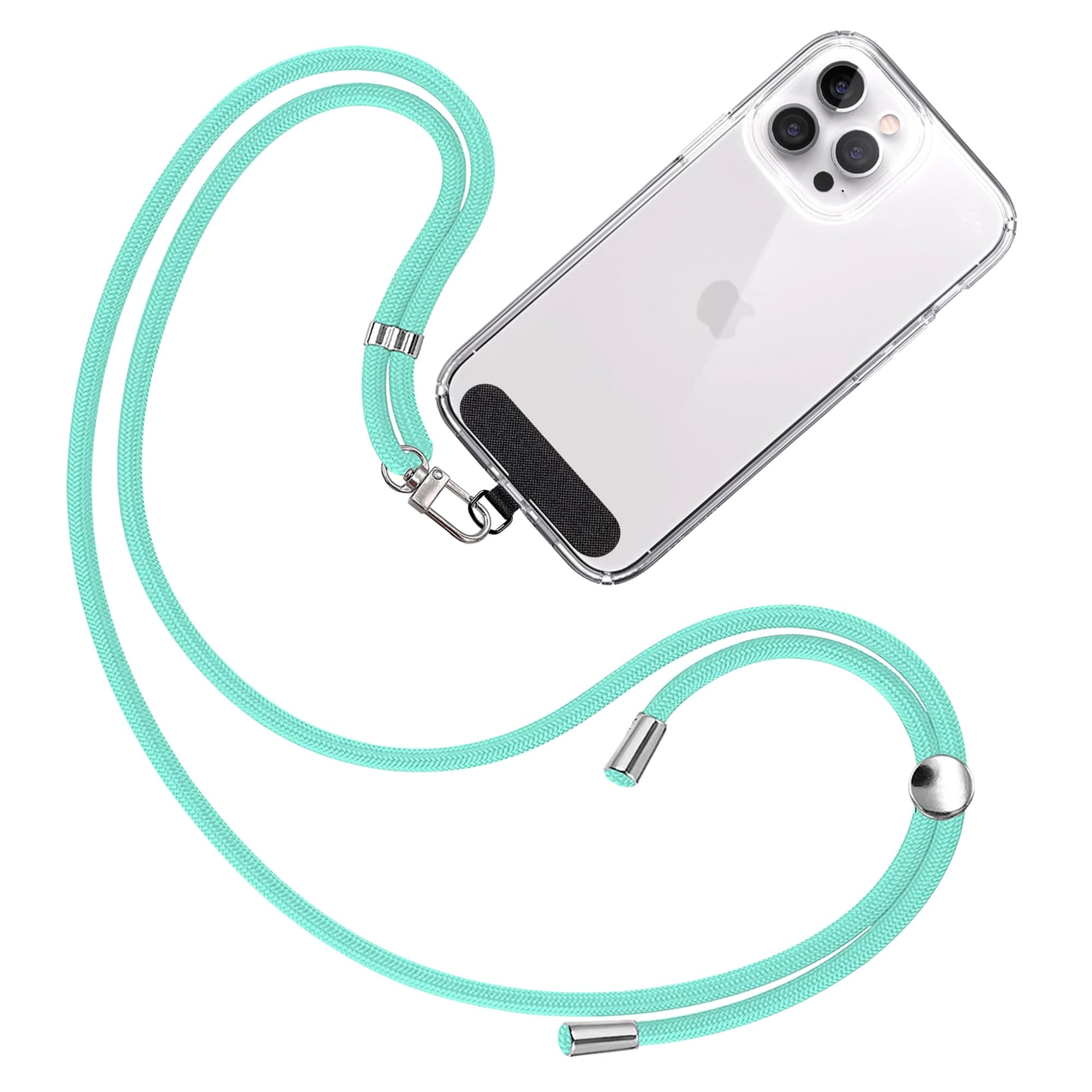 📱🔑 TBOC Handykette Schlüsselband [Grünes Wasser] | Umhänge Handykette Universal mit Pad [Schwarz]