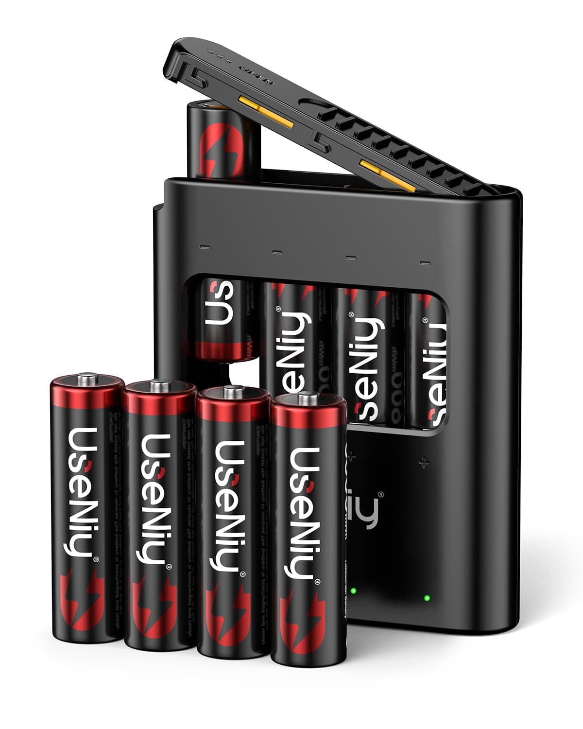 🔋🔌 UseNiy Lithium AA Akku 8 Stück mit Ladegerät - Wiederaufladbare AA Batterien