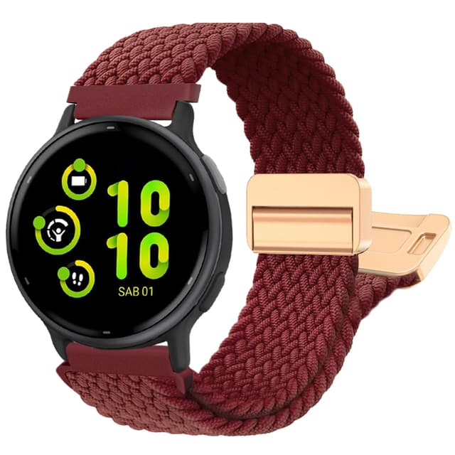 Yeahxing Kompatibles Galaxy Watch Armband 🌟 Magnetisches Geflochtenes Dehnbares Armband 🌈 für Frauen Männer Rotwein 20MM