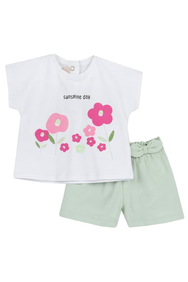 Chicco Mädchen Set aus T-shirt und Shorts Overall (1er Pack) 18 Monate Grün (2) 🌸👧