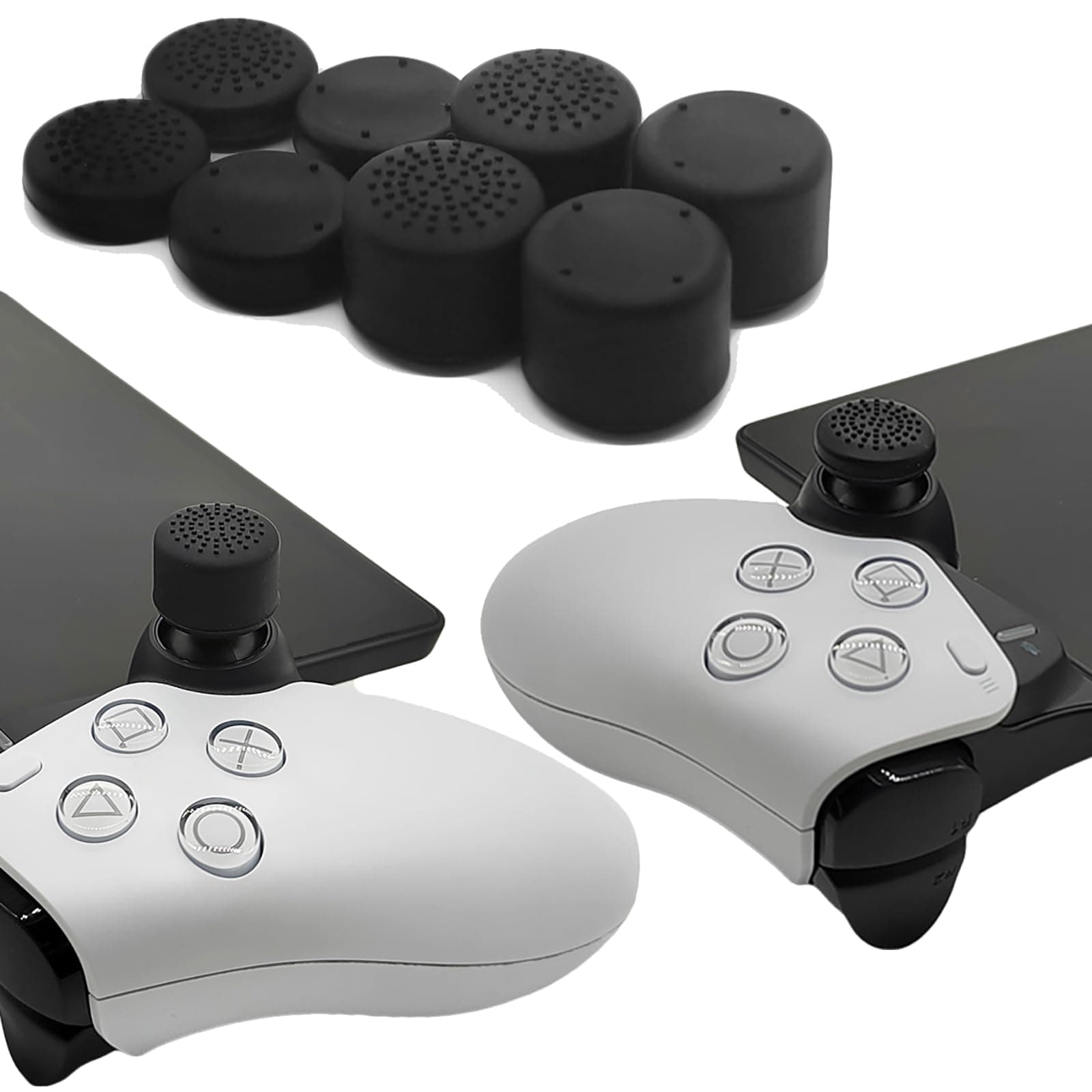 🎮 GIOPUEY Joystick Kappen für PlayStation Portal Remote Player - 8 Stück Schwarz Silikon Thumb Grip Caps
