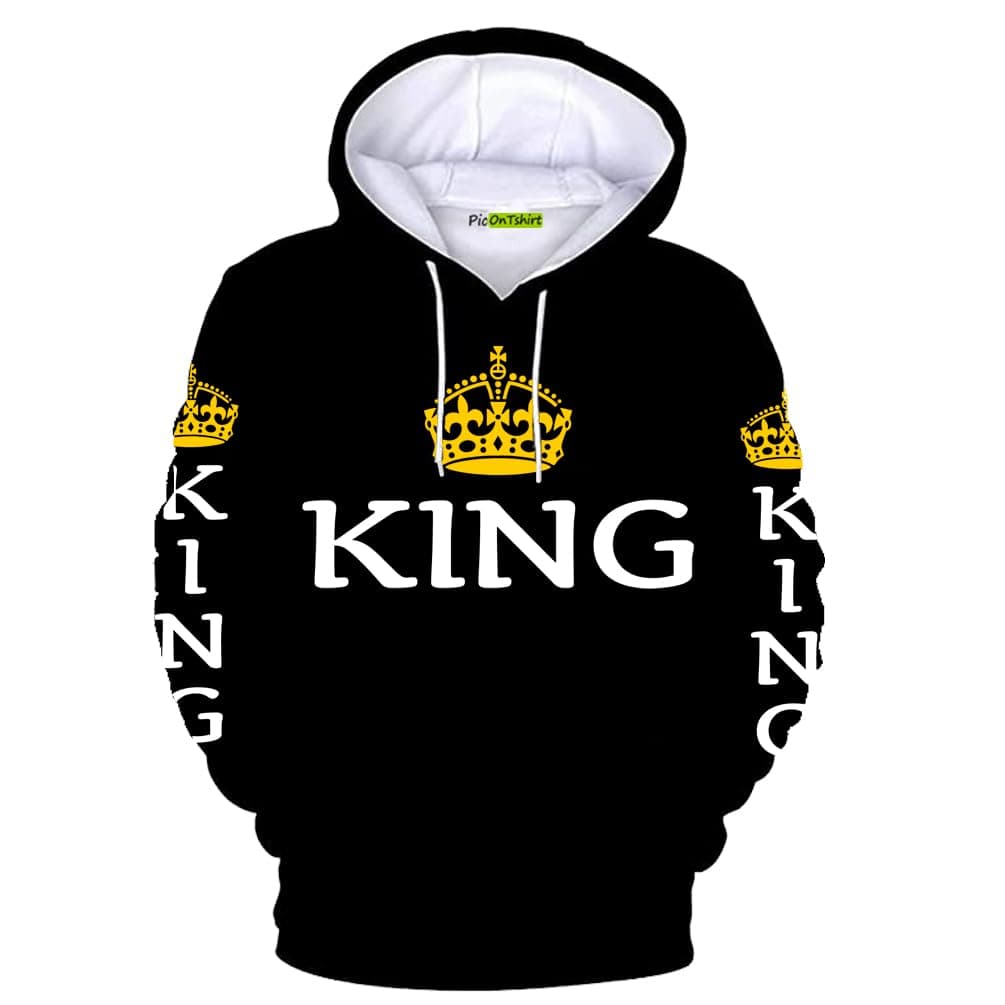 👑👑 100% Baumwolle King und Queen Partner Pullover 2er Set Hoodies für Paare L König