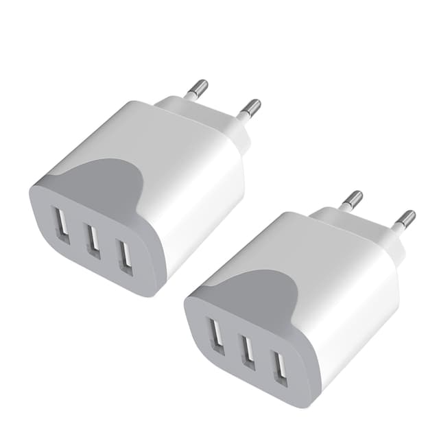 🔌 USB Ladegerät 2Pack, 3-Port Stecker 15W USBA Adapter 5V3A Mehrfach USB-Plug Steckdose Weiß