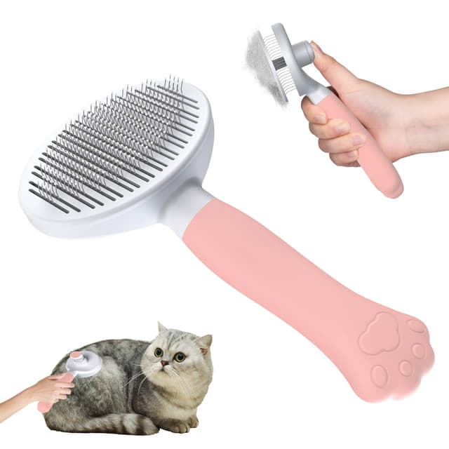 Zivacate Katzenbürste Hundebürste [Ergonomischer Griff & Ein-Klick-Reinigung]