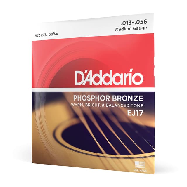 🎸 D'Addario EJ17 Phosphorbronze-Saiten für Akustikgitarren, Medium, 13-56 - 1-Pack