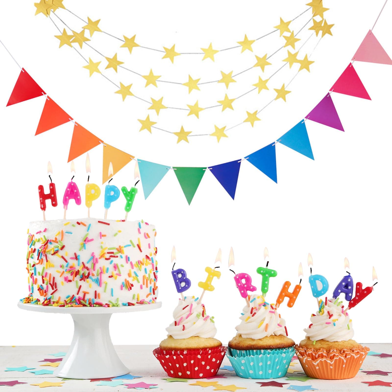 YALiya 2 Stück Mehrfarbig Dreieck Flaggen 🎉🏡🎈