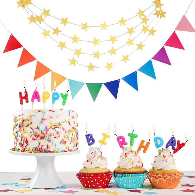 YALiya 2 Stück Mehrfarbig Dreieck Flaggen 🎉🏡🎈