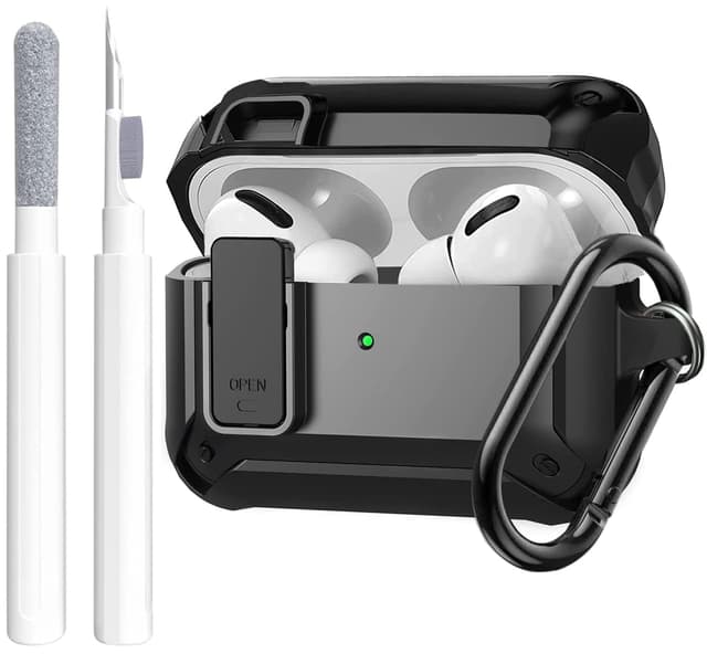 OTOPO für AirPods Pro 2/1 Schutzhülle Case 2023/2022 mit Reinigungsset Schwarz