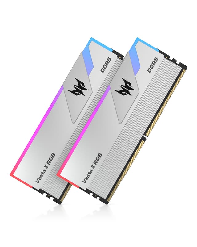 Acer Predator Vesta II DDR5 RGB RAM 32GB (16GBx2) 6000MHz CL36 - Intel XMP 3.0 & AMD EXPO - PC Computer Gaming Arbeitsspeicher (Silber)