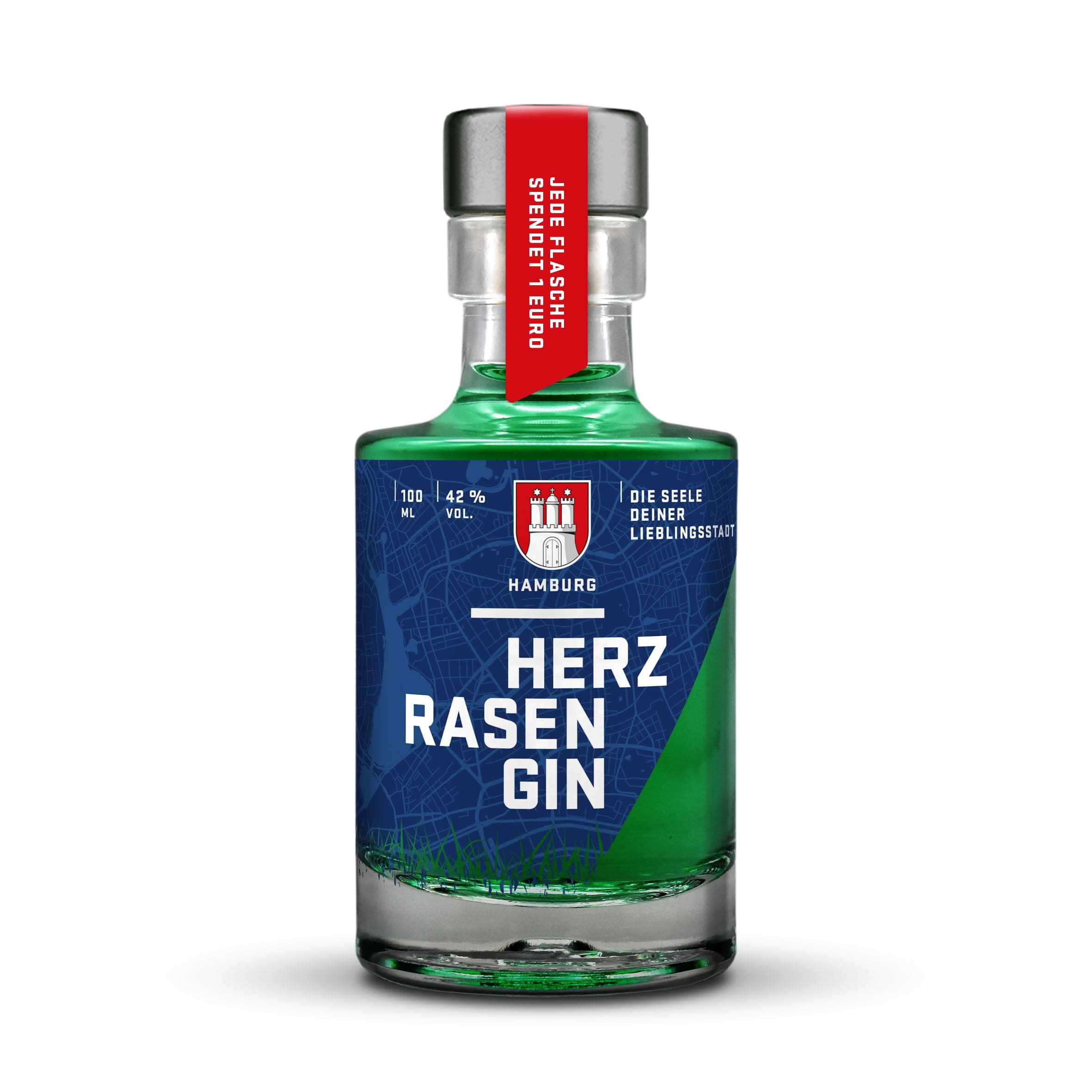 HERZRASEN GIN Hamburg Edition | Premium Dry Gin 42% Vol. 🍸 | Grüner Gin mit Hamburger Rasen