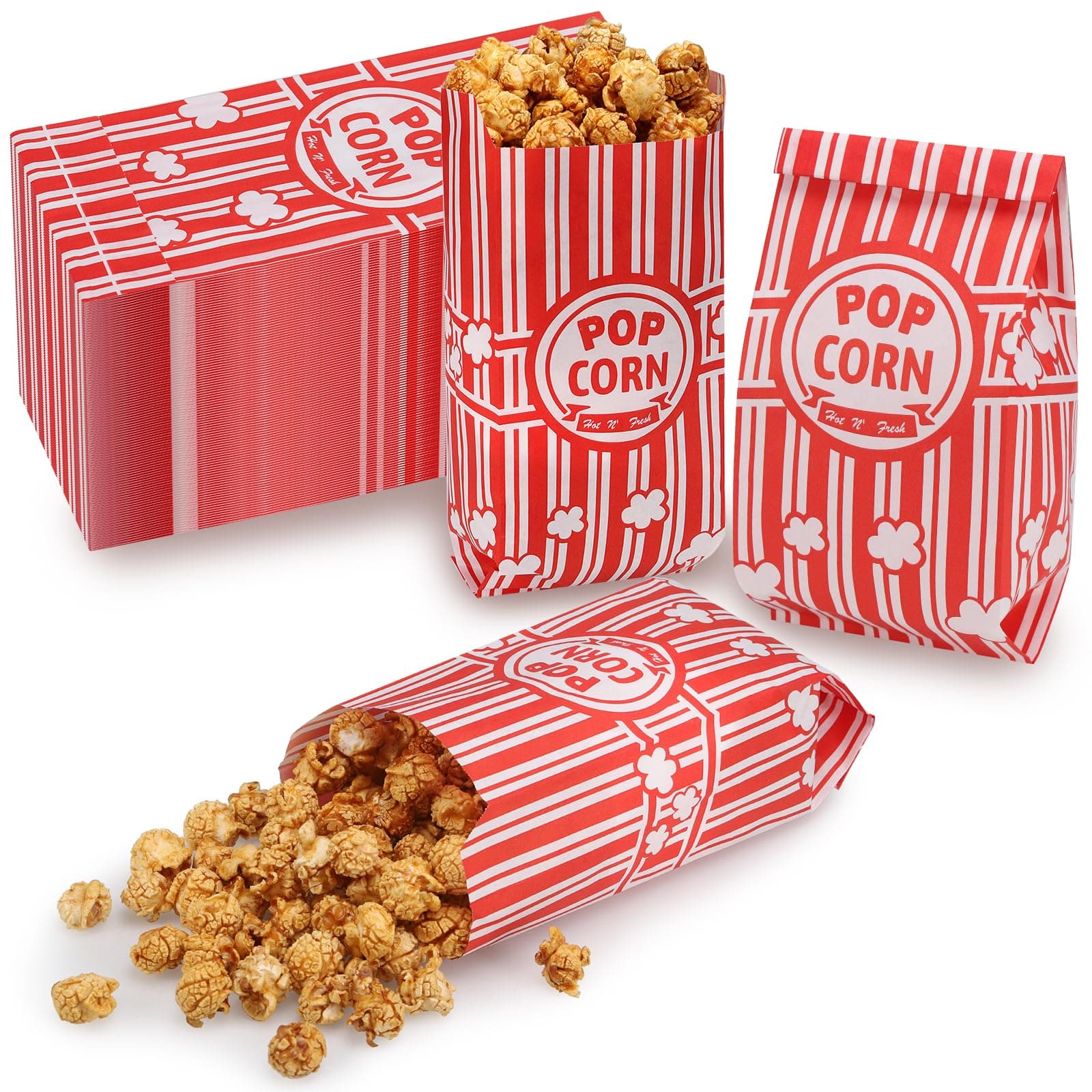 🍿🎉 Zocipro 100 Stück Popcorn Tüten, Rote Papierbeutel - Kleine Popcorn Bags für Partys & Kinoabende