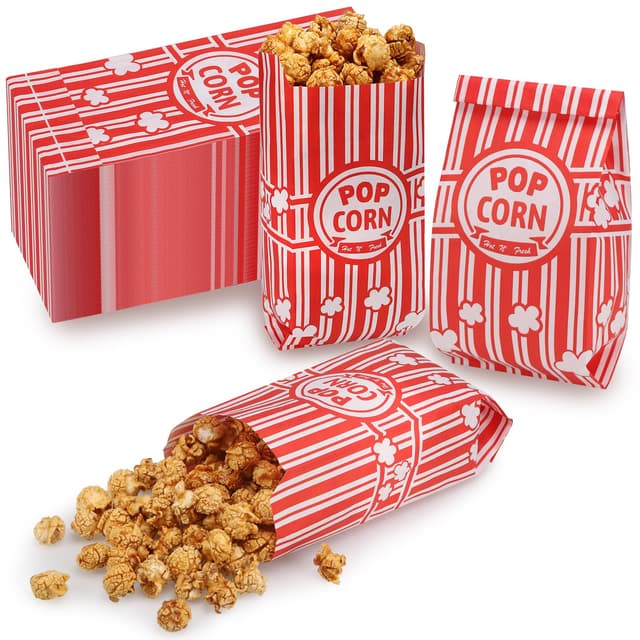 🍿🎉 Zocipro 100 Stück Popcorn Tüten, Rote Papierbeutel - Kleine Popcorn Bags für Partys & Kinoabende