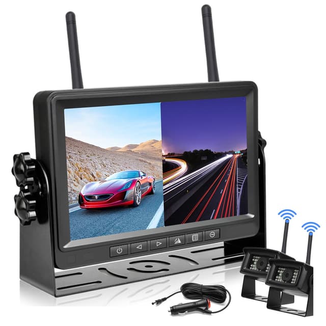 🚗 Rückfahrkamera Digital Kabellos mit 7-Zoll-LCD HD-Monitor und 2 Kameras 📷📷