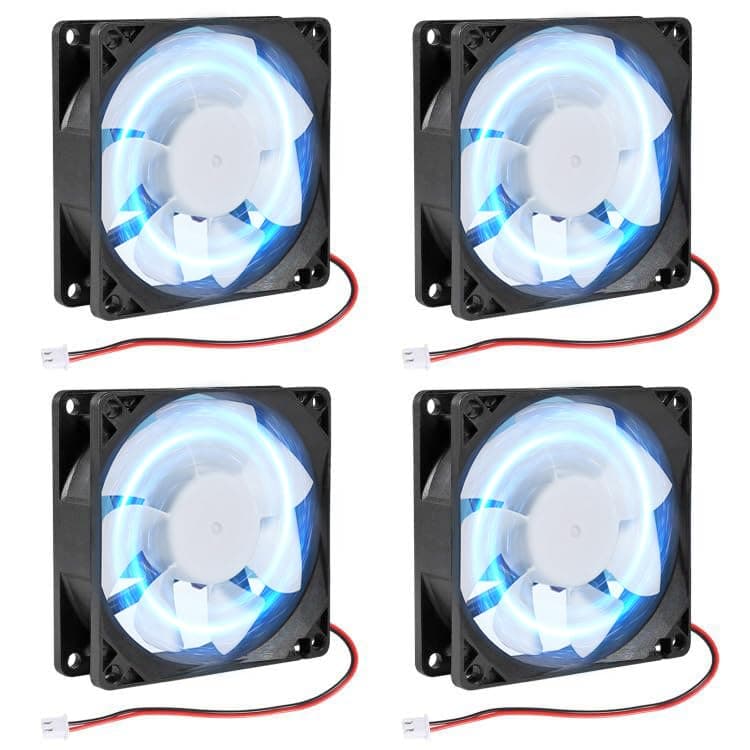 Angebot: 4 Stück 80x80x25 DC-Lüfter mit blauer LED-Stromkühlung 🌀💻