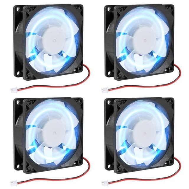 Angebot: 4 Stück 80x80x25 DC-Lüfter mit blauer LED-Stromkühlung 🌀💻