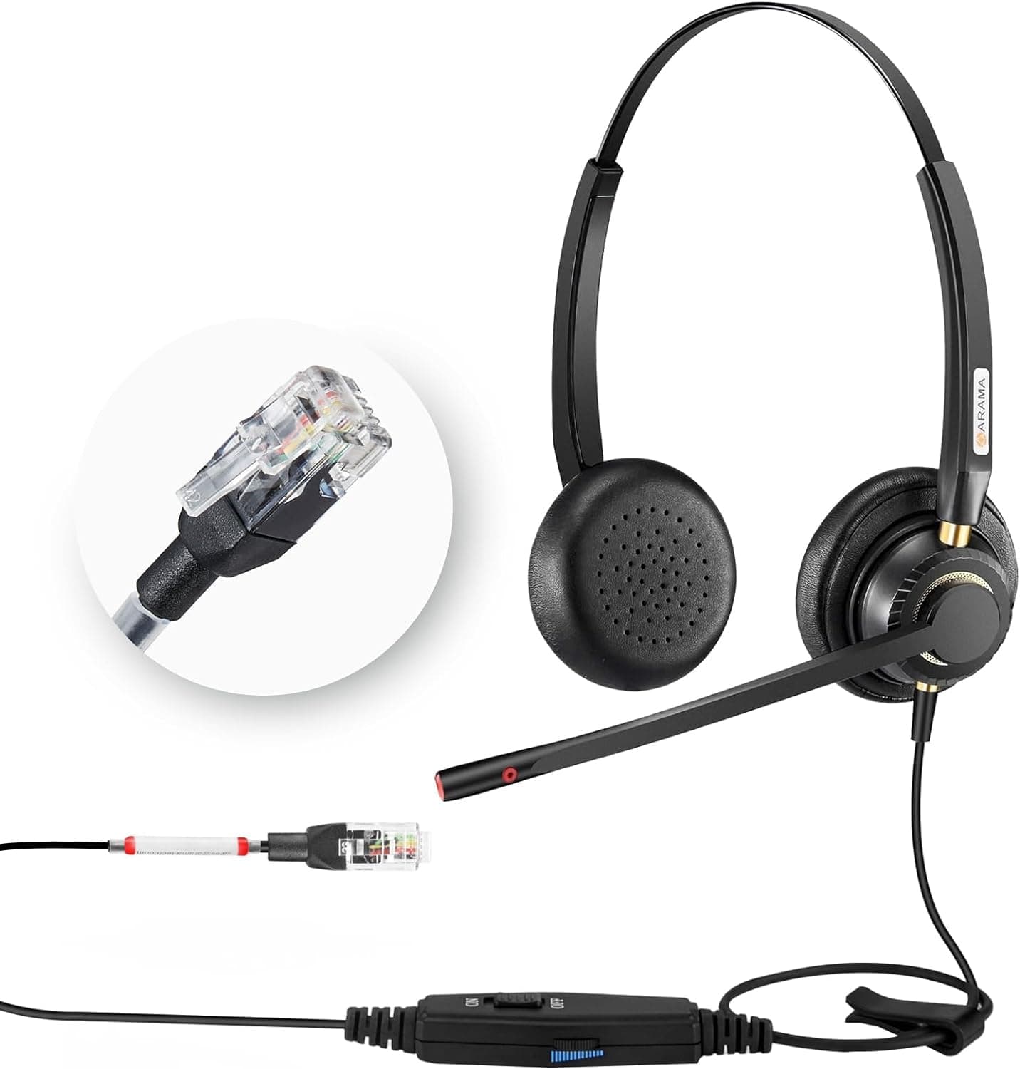 Arama Telefon Headset mit Mikrofon Noise Cancelling RJ9 Kopfhörer