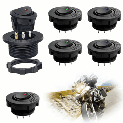 🚗 Riisoyu 6 Stück DC 12V 20A Runde Wippschalter kippschalter mit LED Licht für Auto Marine Boot 🛥️