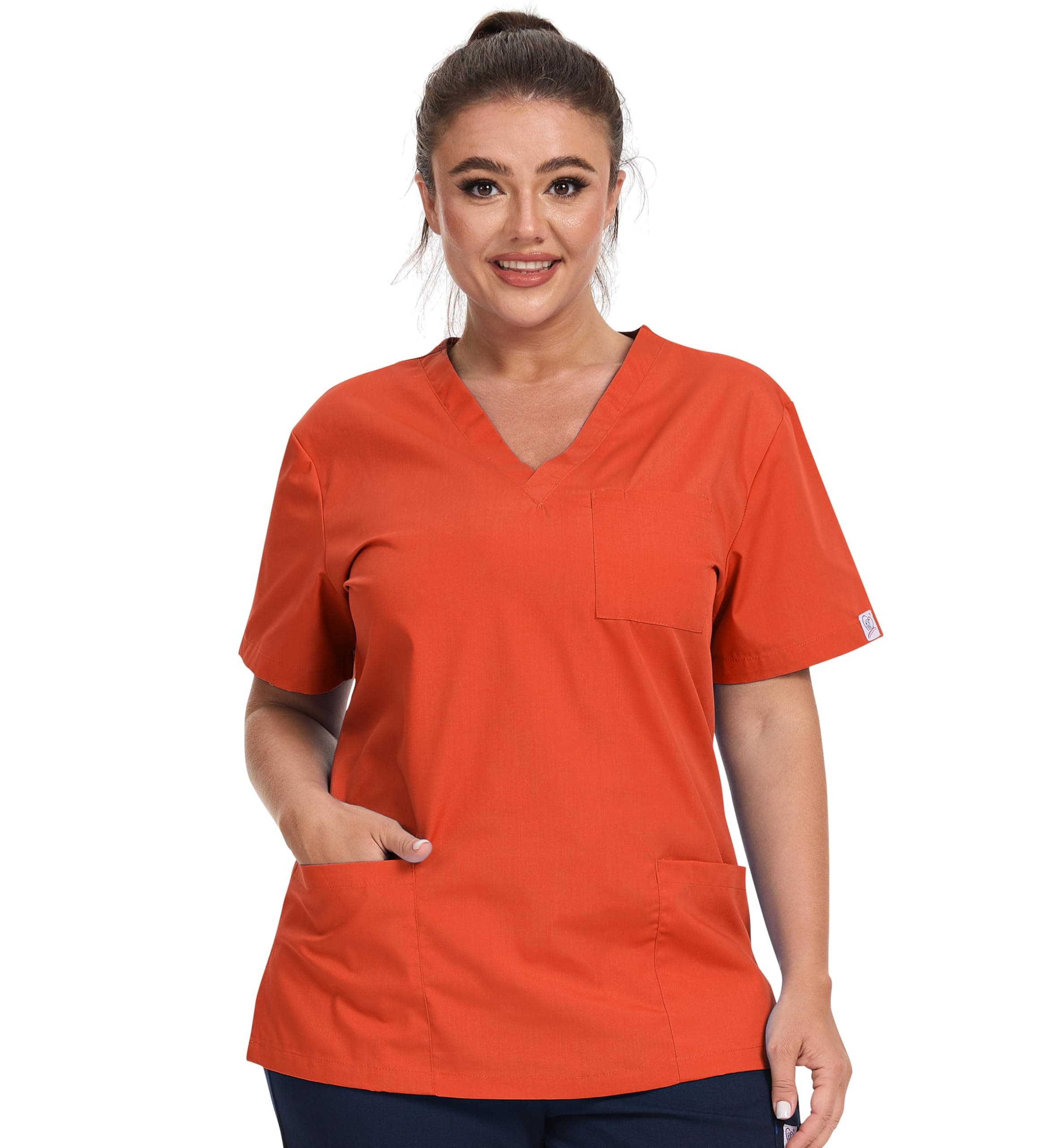 JONATHAN UNIFORM Kasacks Damen Pflege Berufsbekleidung 3 Taschen, V-Ausschnitt Arzt Kostüm Medizinische Arbeitskleidung Damen Orange 3XL 🏥👩‍⚕️