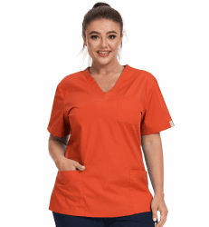 JONATHAN UNIFORM Kasacks Damen Pflege Berufsbekleidung 3 Taschen, V-Ausschnitt Arzt Kostüm Medizinische Arbeitskleidung Damen Orange 3XL 🏥👩‍⚕️