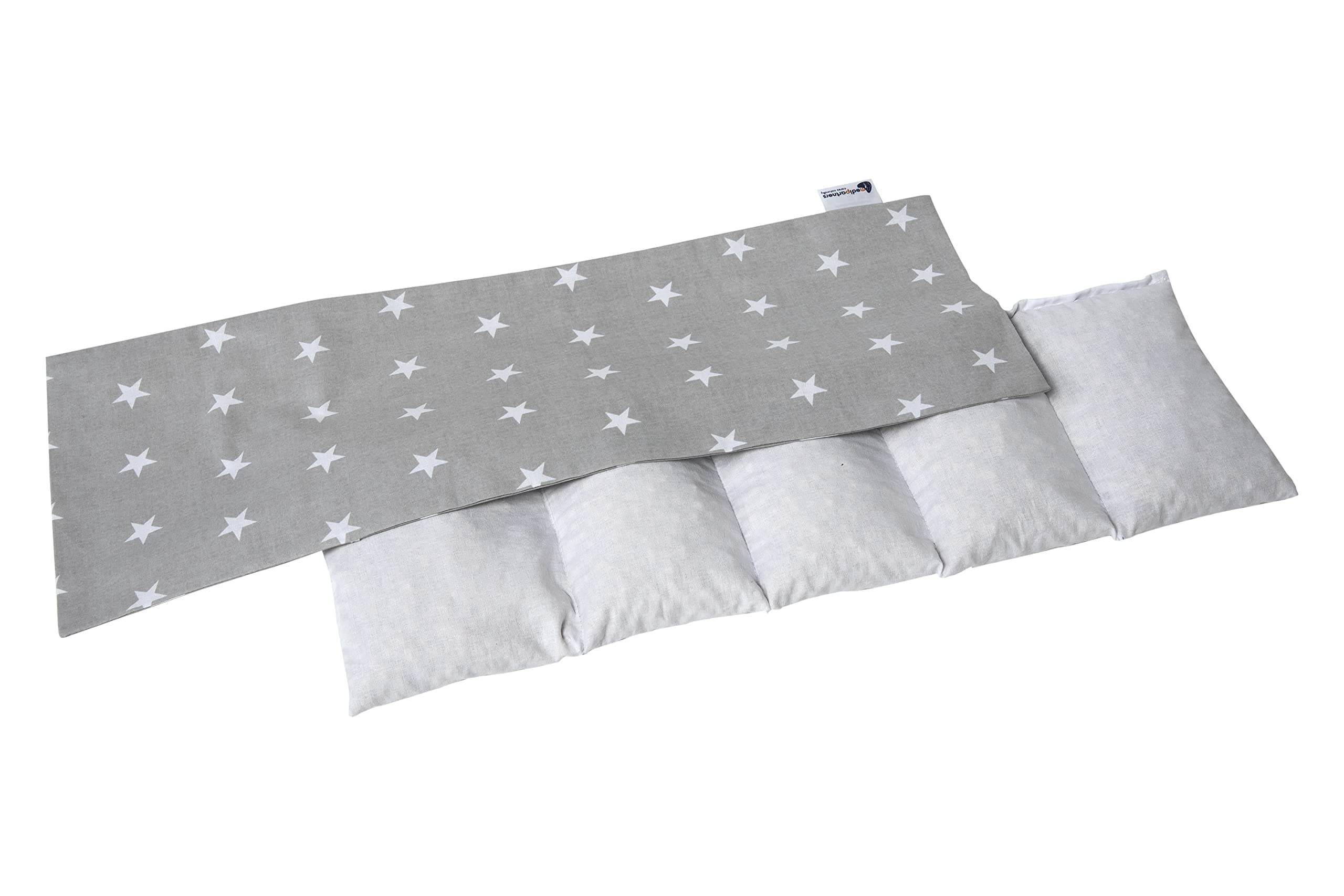 Medi Partners Kirschkernkissen 60x20cm 800g 100% Baumwolle 5 kammern Körnerkissen groß Öko Natur Wärmekissen Kältetherapie abnehmbarer Bezug (Stars) Stars Baumwolle