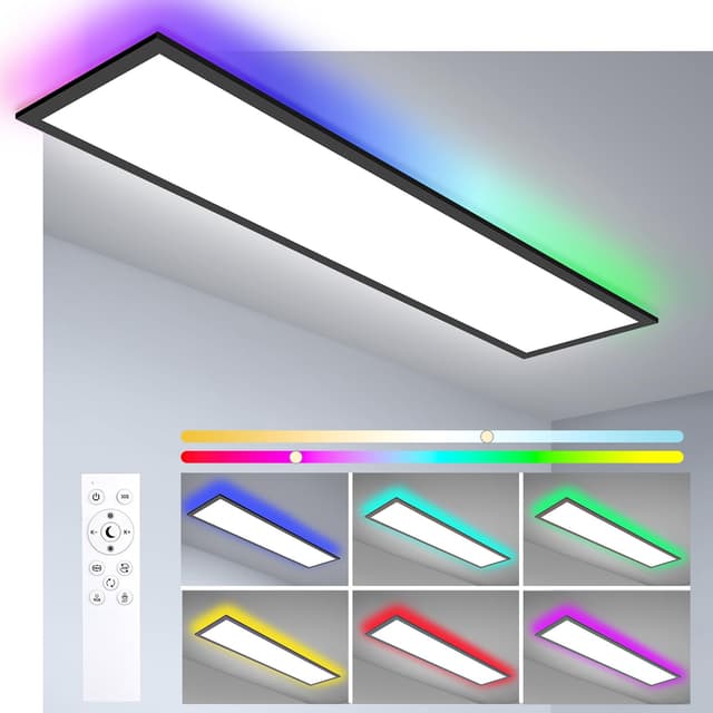 Oraymin LED Panel Deckenleuchte 120x30 mit RGB Lampe und Fernbedienung