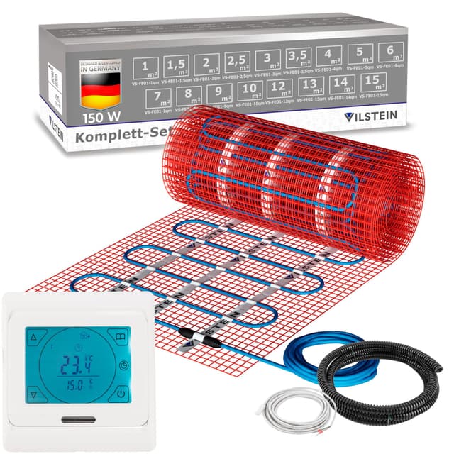 VILSTEIN Elektrische Fußbodenheizung 150W/m², Komplett-Set - 7 qm, 14m²