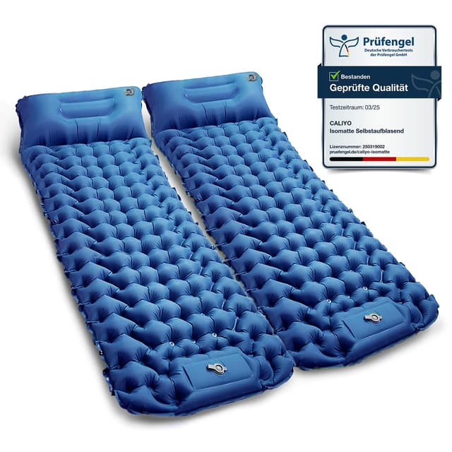 🏕️ CALIYO Isomatte Selbstaufblasend Camping – Verdickte Luftmatratze mit FußpressPumpe 🌊