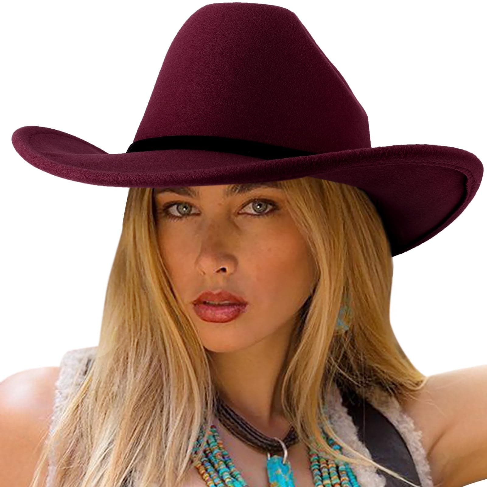 👒 DRESHOW Fedora-Hut mit breiter Krempe für Damen Gürtelschnalle Retro-Panama-Schlapphut
