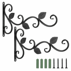 🌿🌟 Lewondr Haken für Blumenampel, 2 Stück Retro Aluminiumlegierung Wandhaken Aufhänger Halterung