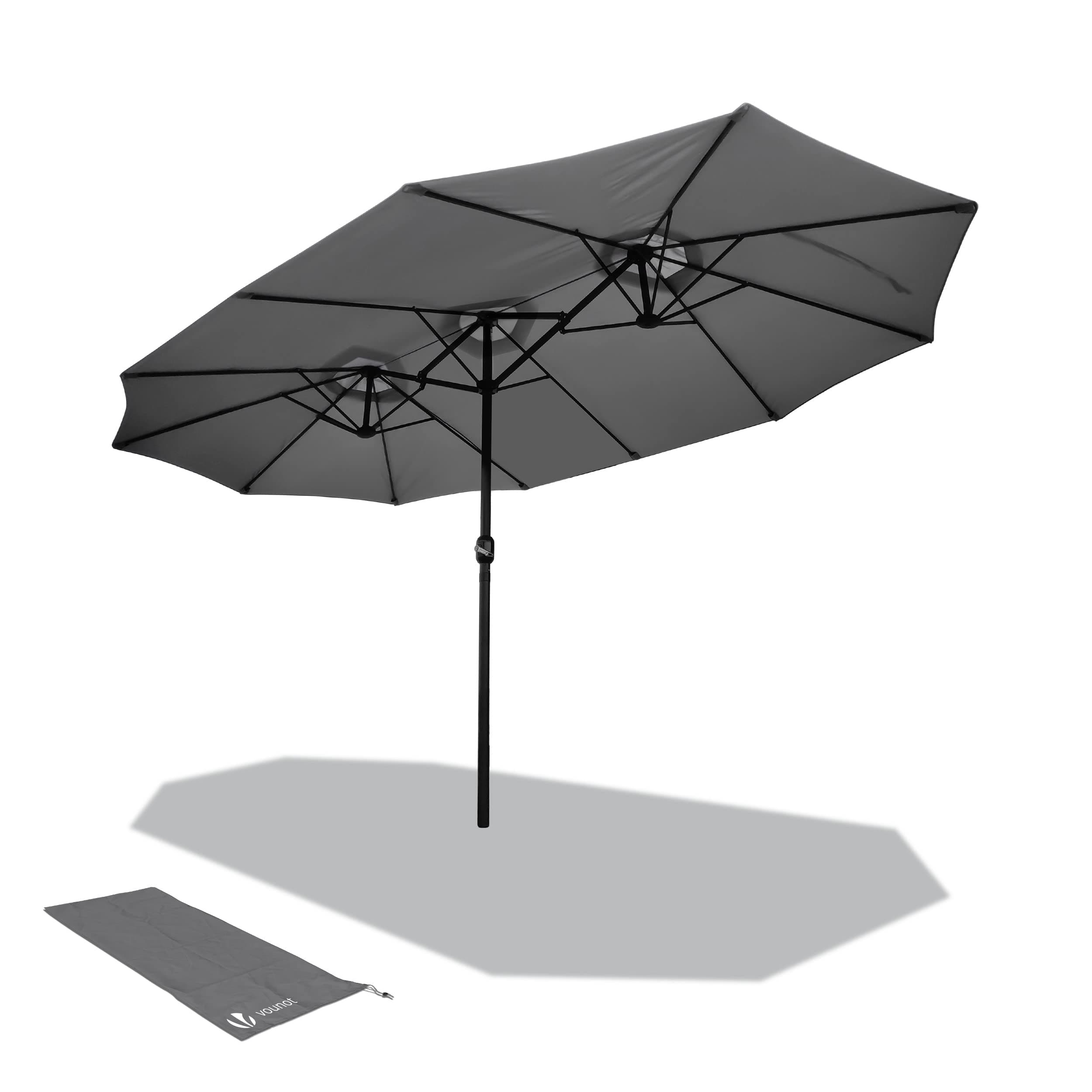 🌞 VOUNOT Doppelsonnenschirm mit Handkurbel, Sonnenschutz 460x270 cm Grau - Angebot!