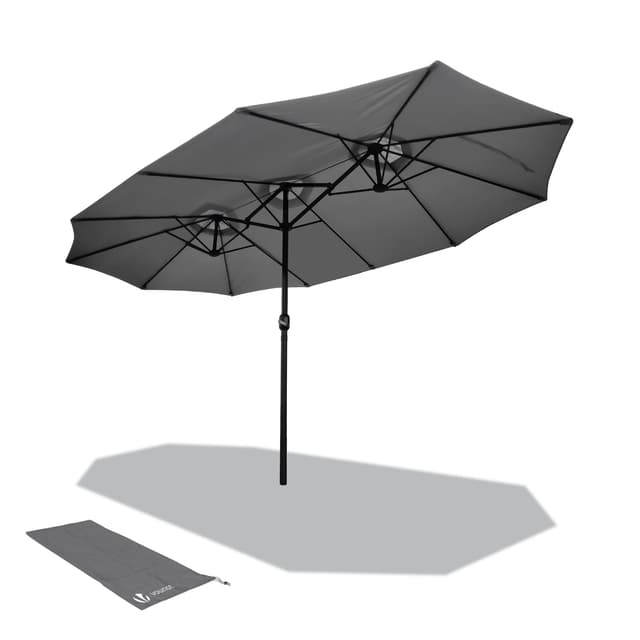 🌞 VOUNOT Doppelsonnenschirm mit Handkurbel, Sonnenschutz 460x270 cm Grau - Angebot!