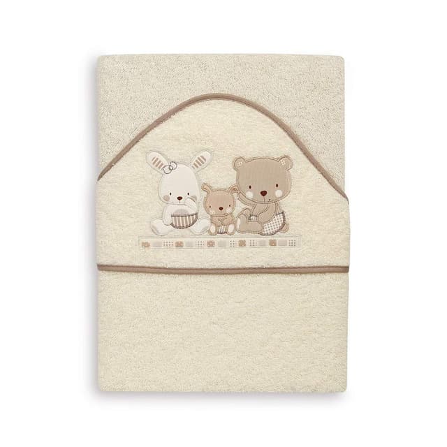 👶 Interbaby 01080-05 Baby Kapuzenbadetuch LOVE beige, Beige 👶