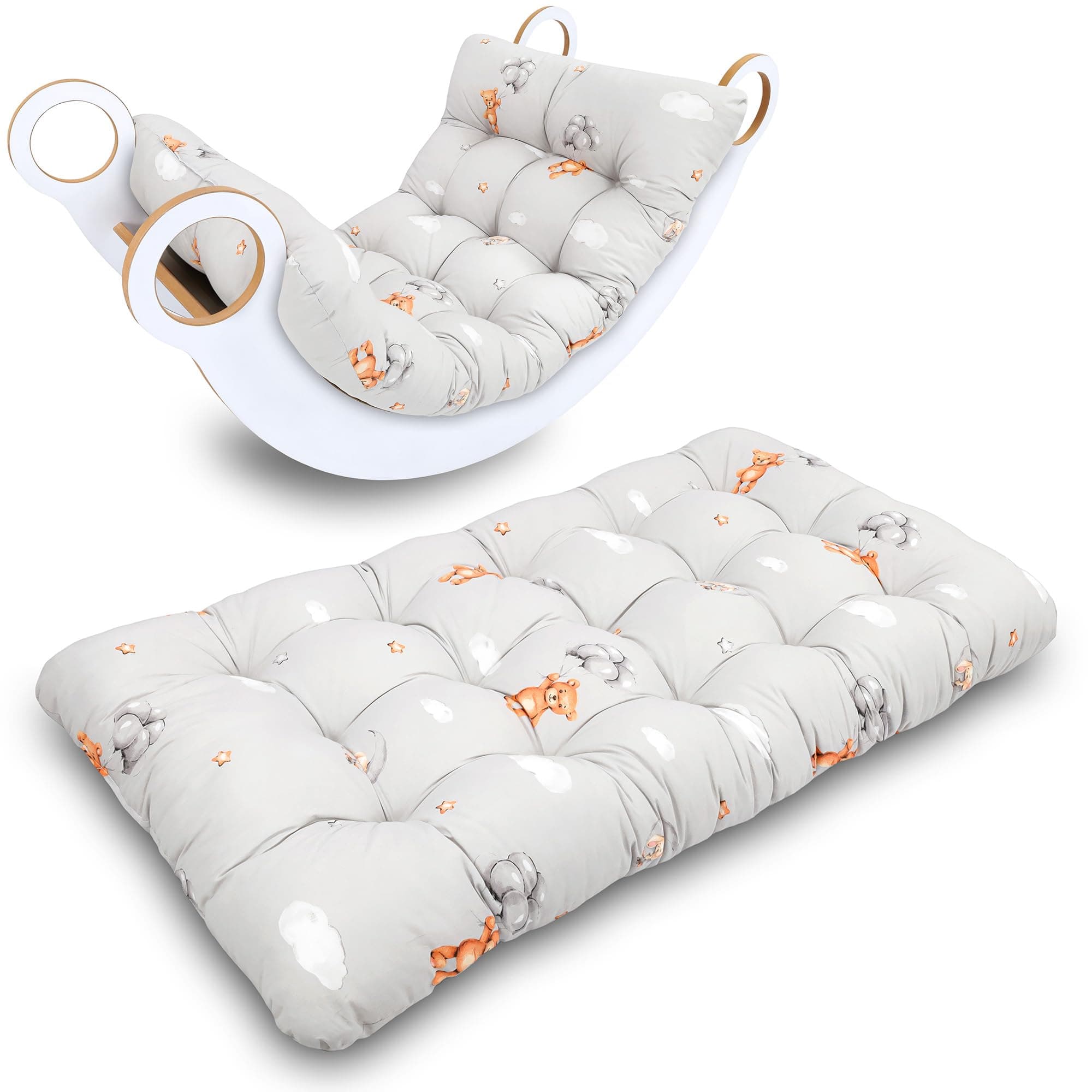 Krabbeldecke für Baby Kissen für Kletterbogen 60x120 cm - Bodenkissen Kinder Matte für Montessori Spielbogen Wippe Kletter Bogen Polster Spieldecke für Kinderzimmer Oeko-Tex Teddybären 60x120 cm Teddybären