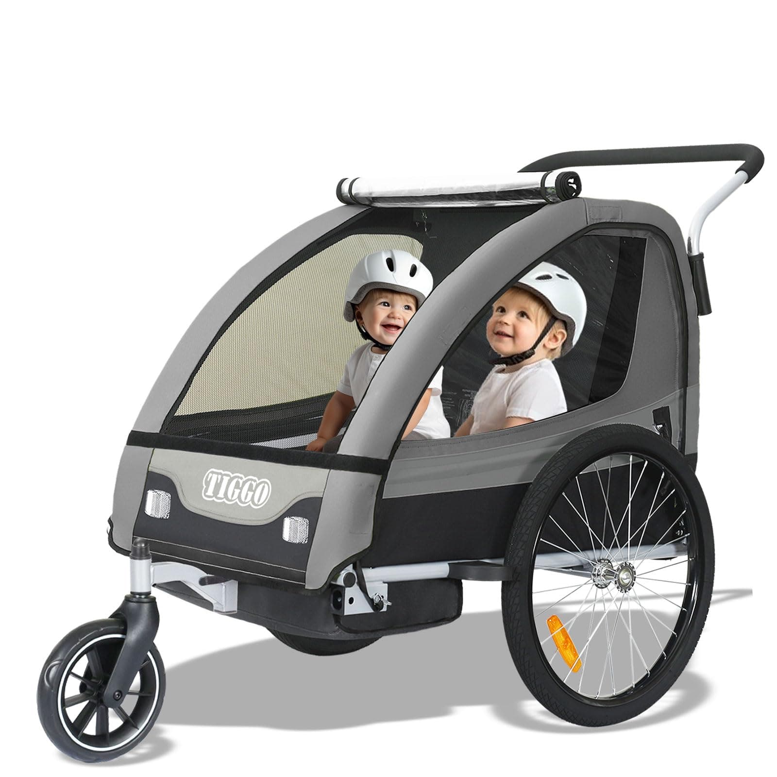 🚴‍♂️👶 Tiggo Kinderanhänger Jogger 2 in 1 Kinderfahrradanhänger Fahrradanhänger Anhänger 50402 Grau 🛒🌟