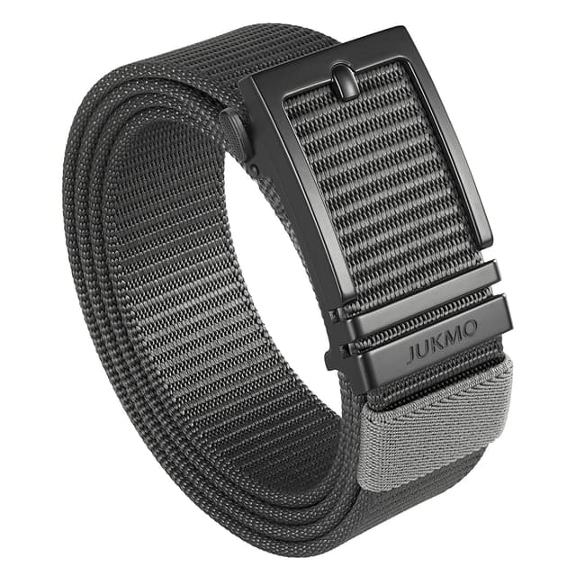 🌟 JUKMO Automatik Gürtel Herren, Nylon Taktischer Ratsche Gürtel M-für Taille 96cm-105cm (Länge 125cm) Grau 🌟