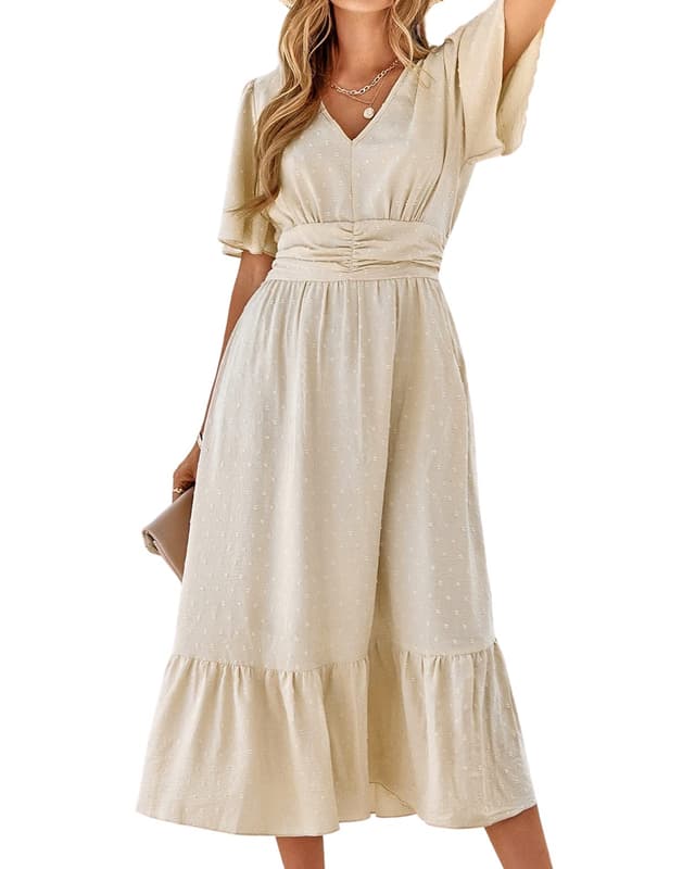 👗 BebreezChic Sommerkleid Damen - Boho Maxikleid XL Beige