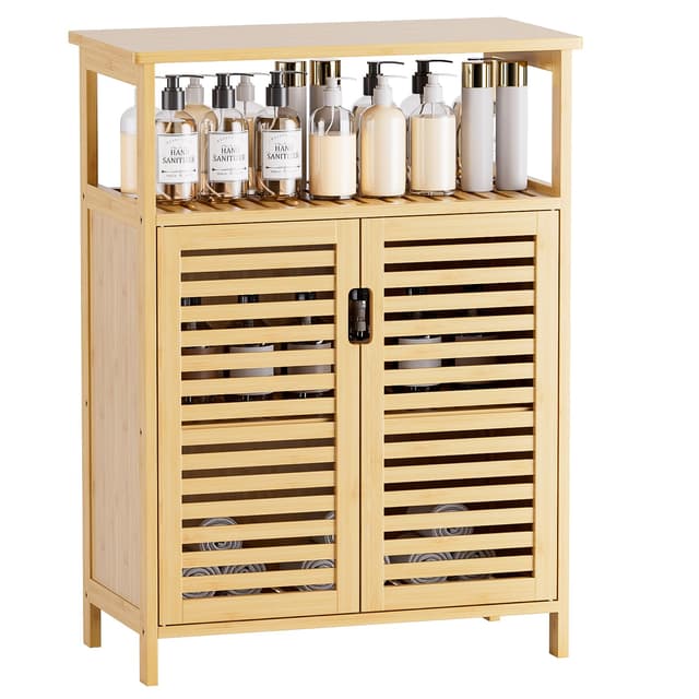 HITNET Badschrank Bambus 🎋 Badezimmerschrank Freistehender 🚪