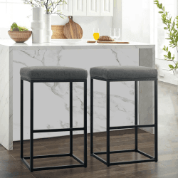 ALPHA HOME Barhocker 2er Set mit Fußstütze Grau 76cm 🪑🌟